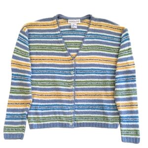 Vintage 90s Robert Scott Multicolor Striped Knit Cardigan Sz M